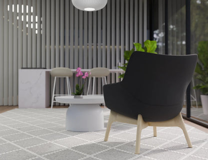 Flow Lounge Chair - Wood Base - Dark Grey