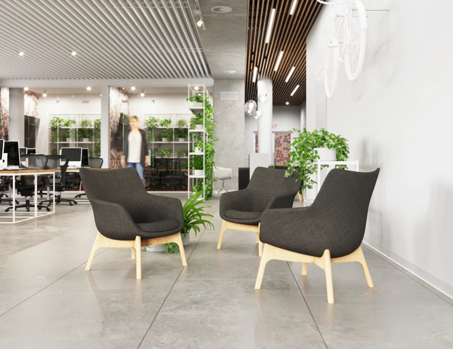 Flow Lounge Chair - Wood Base - Dark Grey
