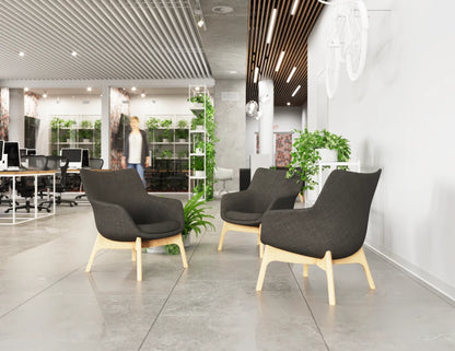 Flow Lounge Chair - Wood Base - Dark Grey