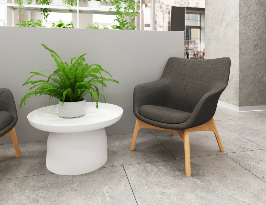 Flow Lounge Chair - Wood Base - Dark Grey