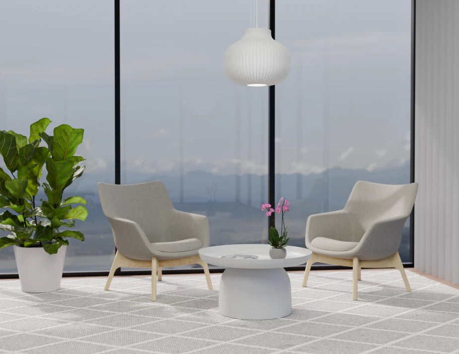 Flow Lounge Chair - Wood Base - Light Grey