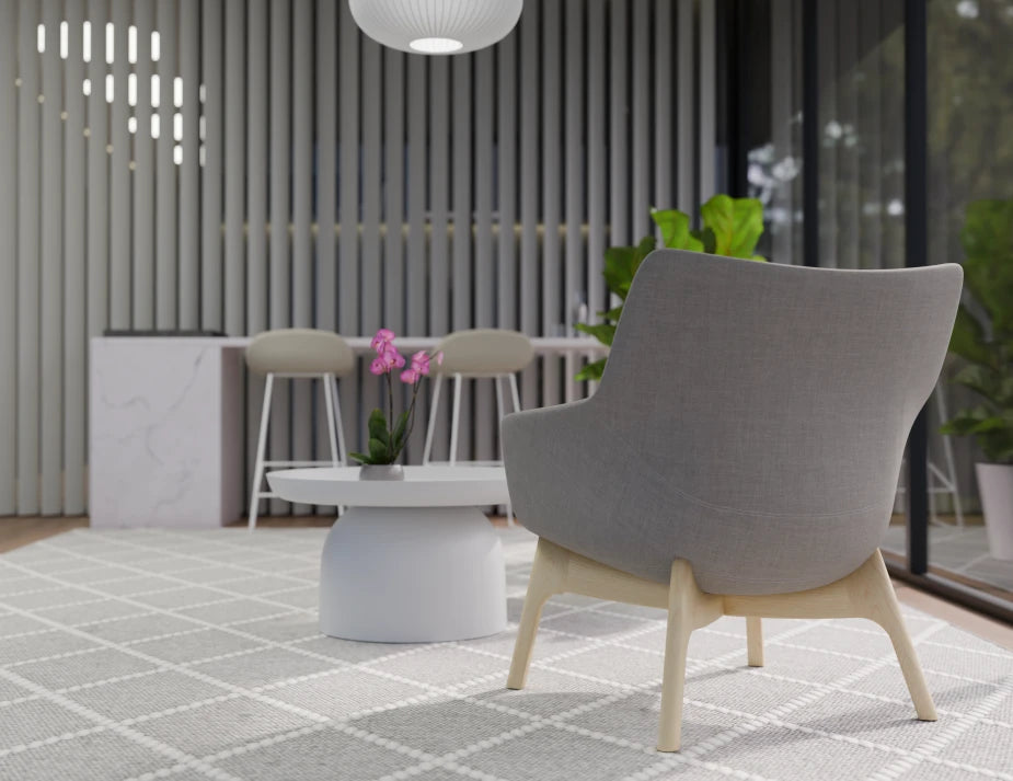 Flow Lounge Chair - Wood Base - Light Grey