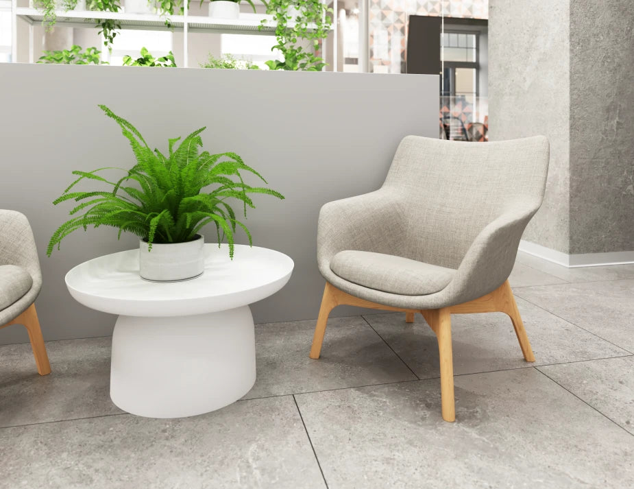 Flow Lounge Chair - Wood Base - Light Grey