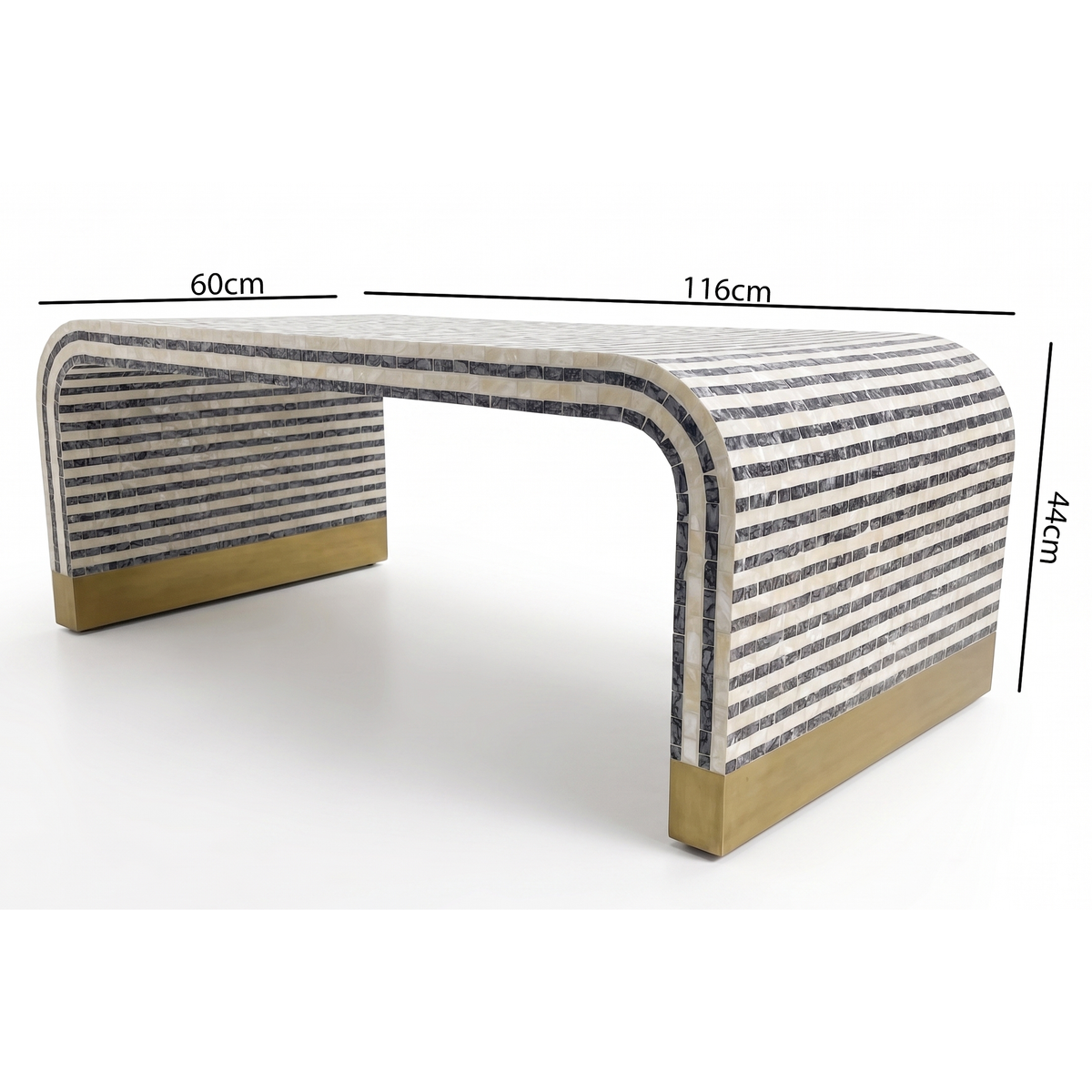 Genevieve Mother of Pearl Wave Inlay Coffee Table 116cm
