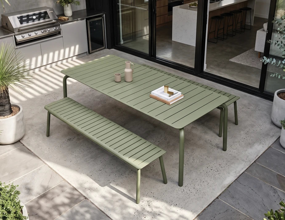 Roku Dining Table 220cm - Outdoor - Eucalyptus Green