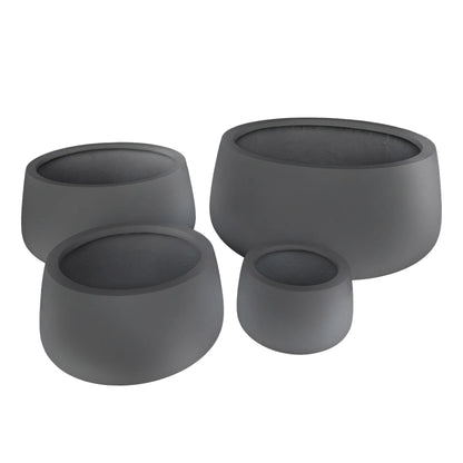 Luxury Soft Tapered Bowl Planter Set of 4 | Premium Pot Range | Matt Grey