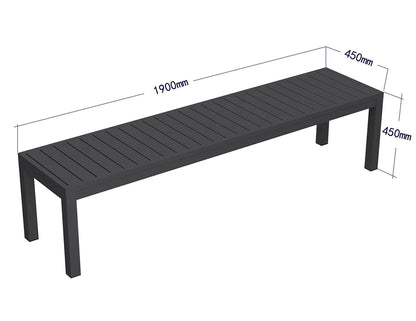 Halki Bench Seat - Outdoor - 190cm - Charcoal