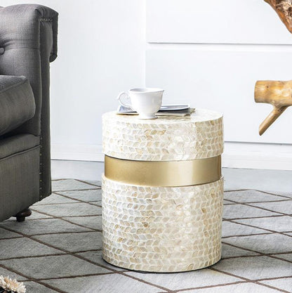 Halle Shell Disc Round Stool Side Table 40cm