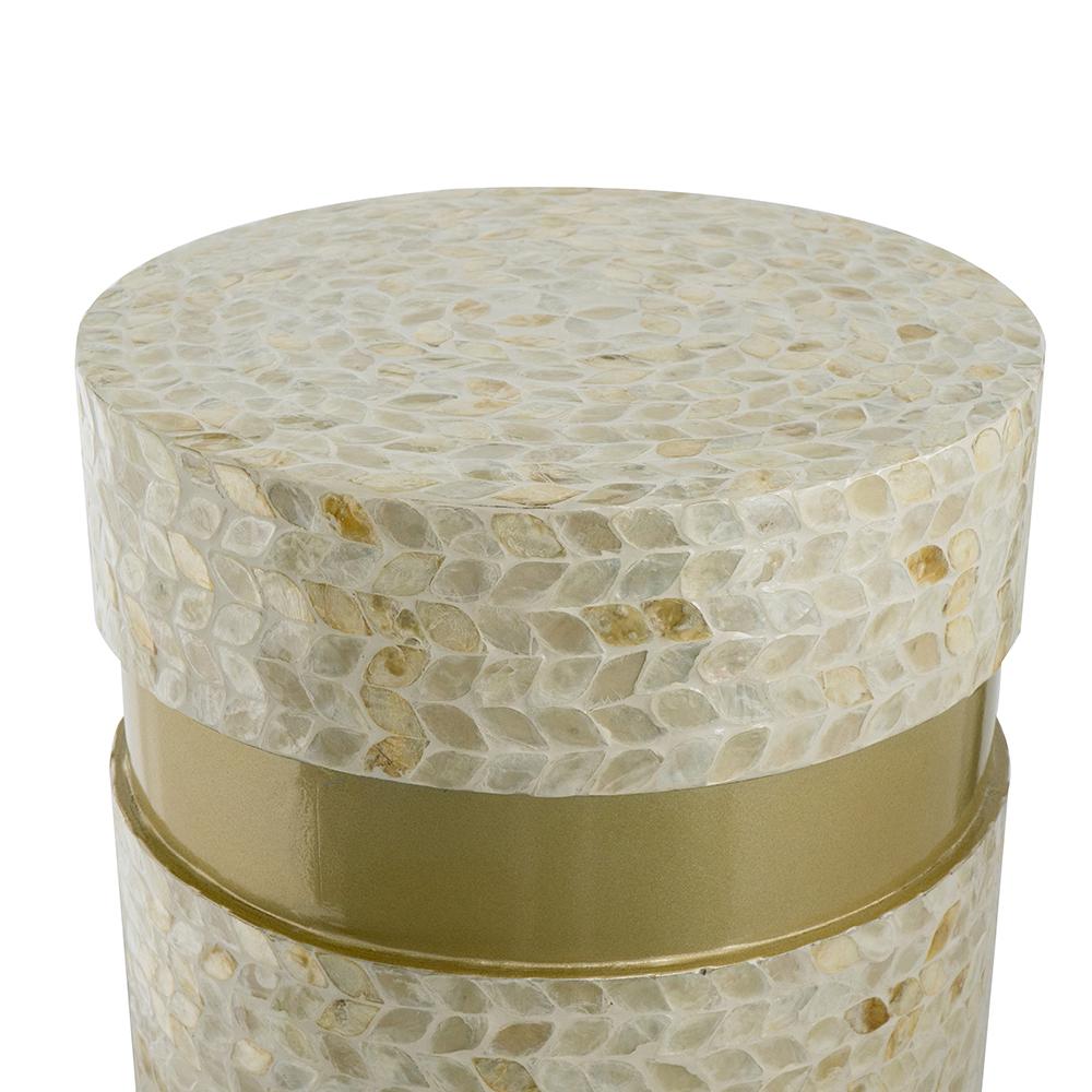Halle Shell Disc Round Stool Side Table 40cm