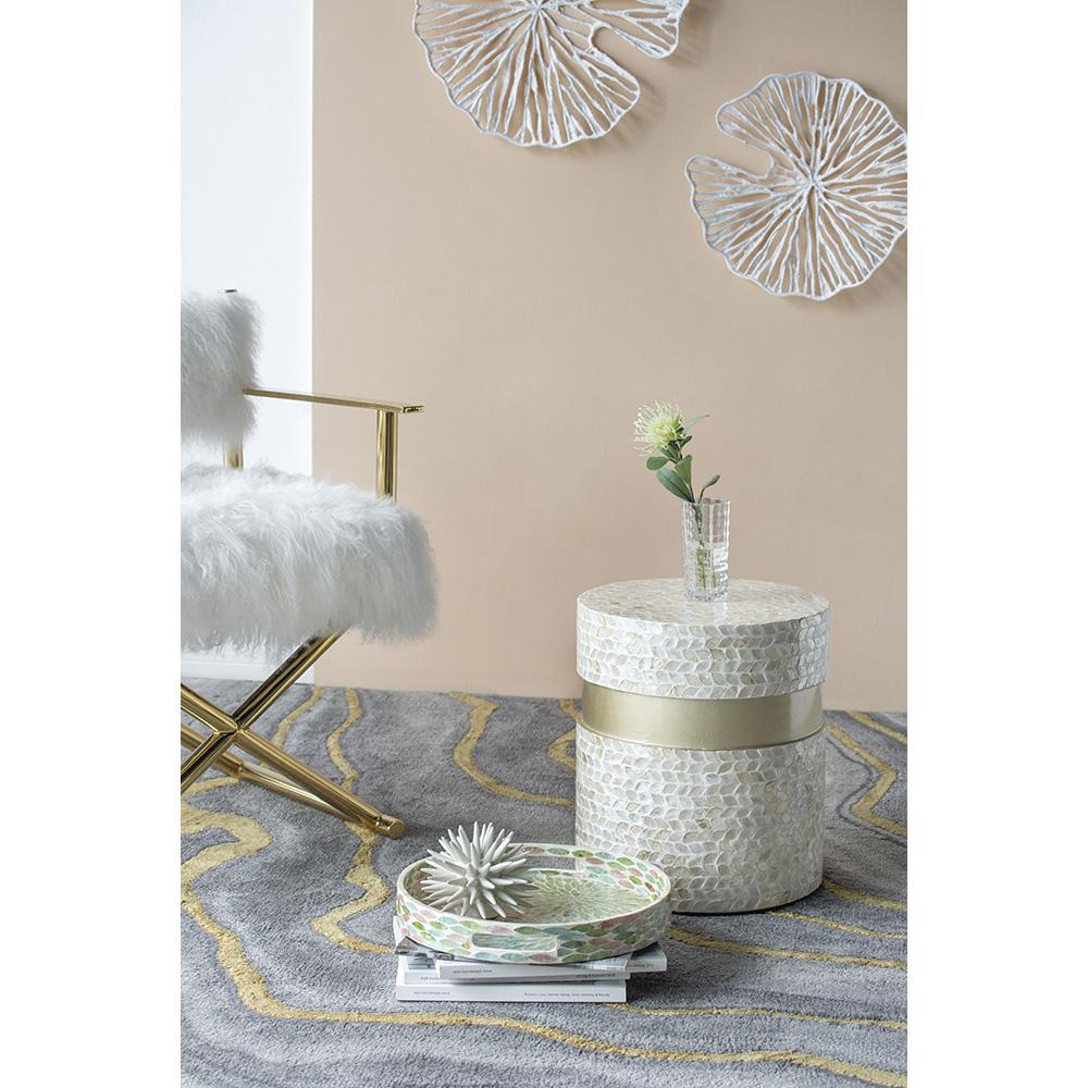 Halle Shell Disc Round Stool Side Table 40cm