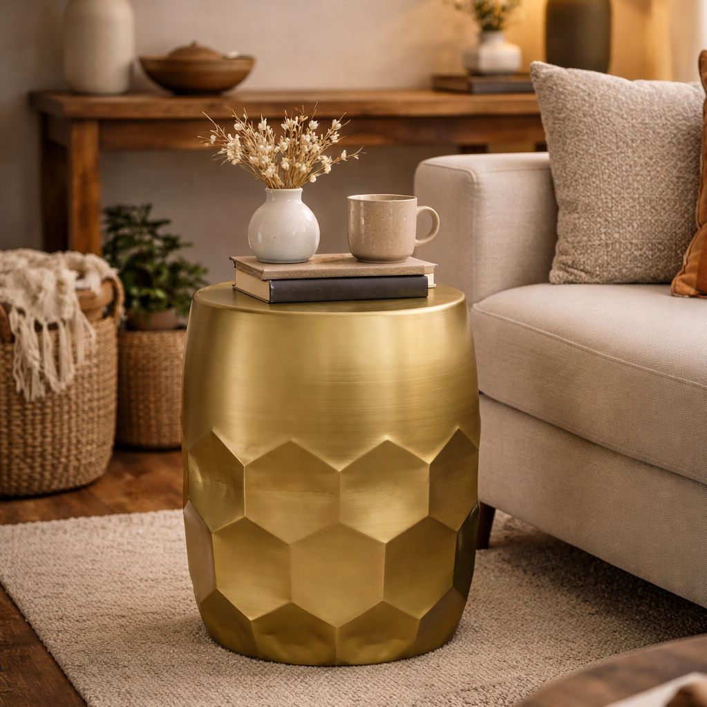 Hollis Hexagon Hand Forged Iron Side Table 35cm