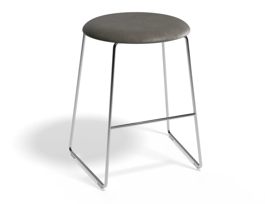 Hugo Low Stool - Chrome - Vintage PU Seat