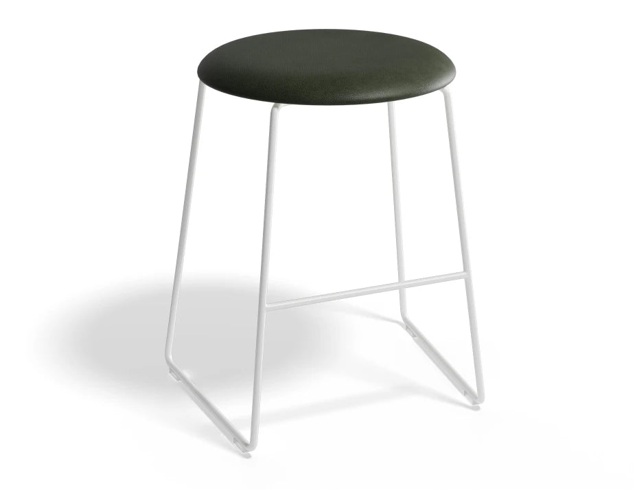 Hugo Low Stool - White - Vintage PU Seat