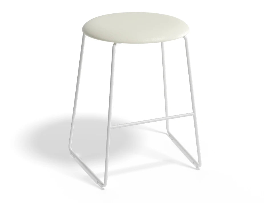 Hugo Low Stool - White - Vintage PU Seat