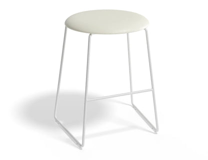 Hugo Low Stool - White - Vintage PU Seat