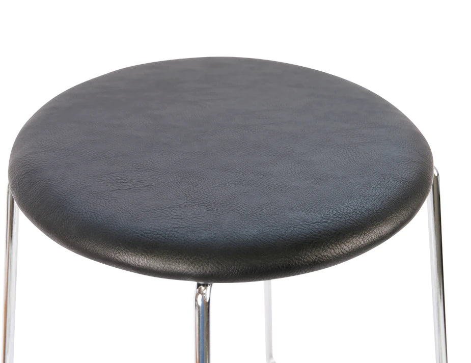Hugo Low Stool - Chrome - Vintage PU Seat