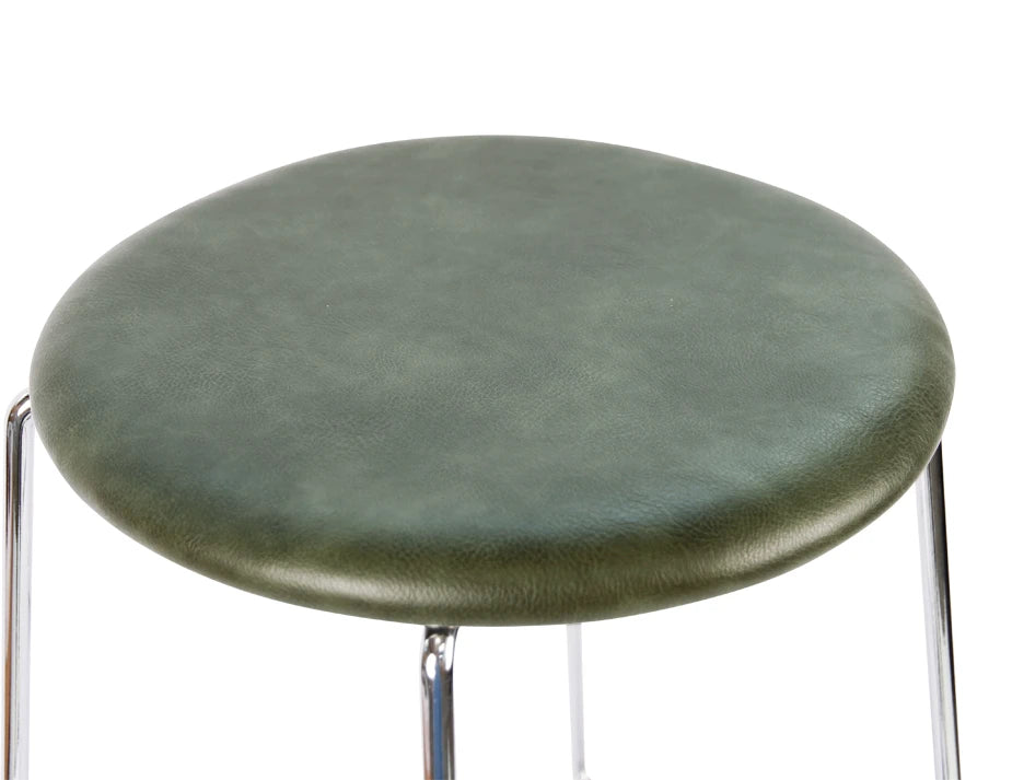 Hugo Low Stool - Chrome - Vintage PU Seat