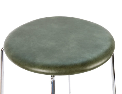 Hugo Low Stool - Chrome - Vintage PU Seat