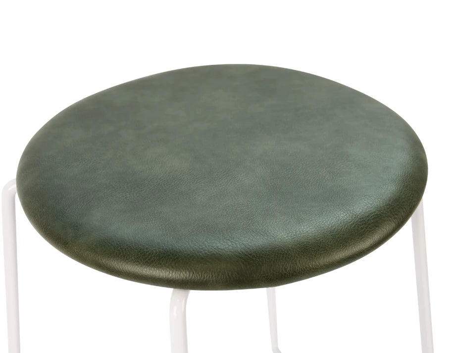 Hugo Low Stool - White - Vintage PU Seat