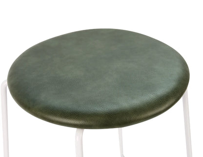 Hugo Low Stool - White - Vintage PU Seat