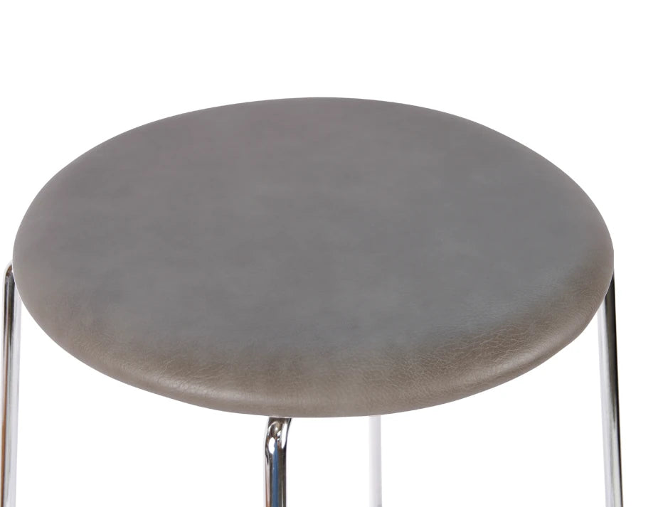 Hugo Low Stool - Chrome - Vintage PU Seat