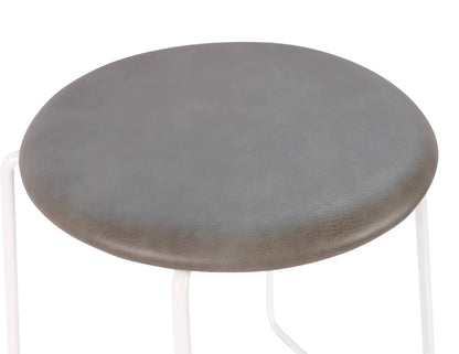 Hugo Low Stool - White - Vintage PU Seat