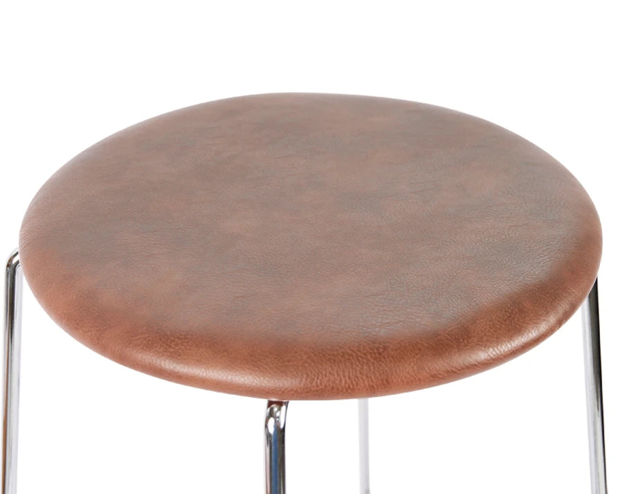 Hugo Low Stool - White - Vintage PU Seat