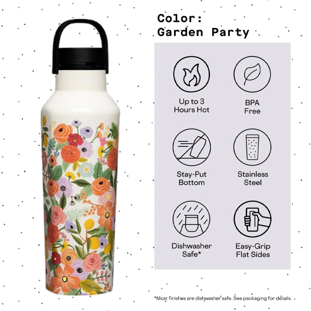 Corkcicle Sport Canteen - 600ml Rifle Paper - Garden Party Cream