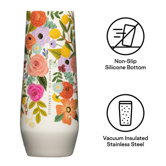 Corkcicle Stemless Flute - 207ml Rifle Paper - Garden Party Cream