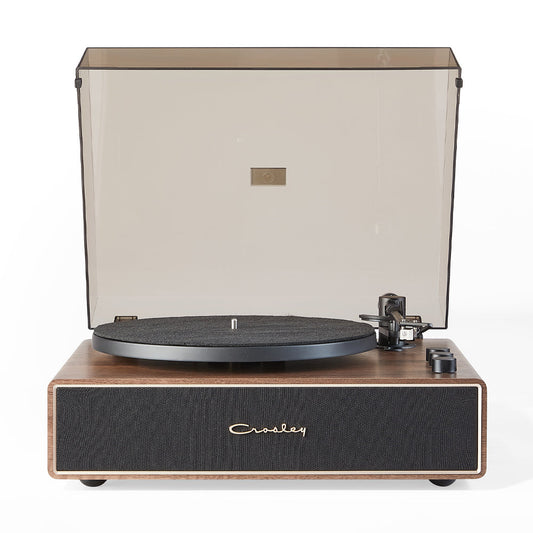 Crosley Stave 2-Speed Bluetooth Record Player Turntable with Built-in Speakers, Walnut