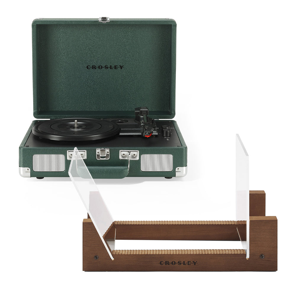 Crosley Cruiser Bluetooth Portable Turntable - Emerald Green + Bundled Crosley Record Storage Display Stand