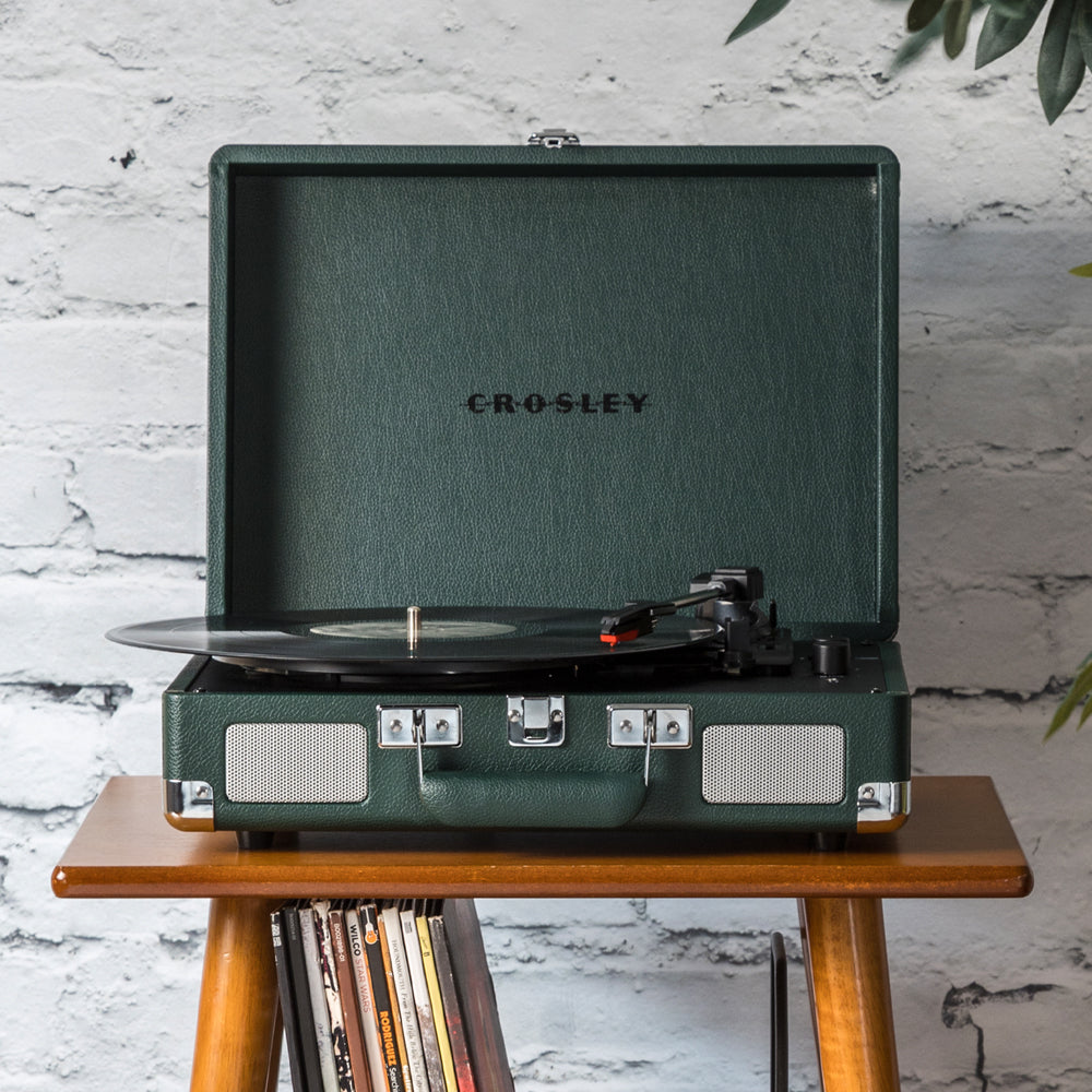 Crosley Cruiser Bluetooth Portable Turntable - Emerald Green + Bundled Crosley Record Storage Display Stand