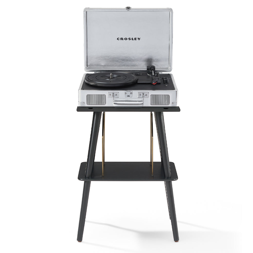 Crosley Cruiser Bluetooth Portable Turntable + Crosley Turntable Stand Bundle - Silver