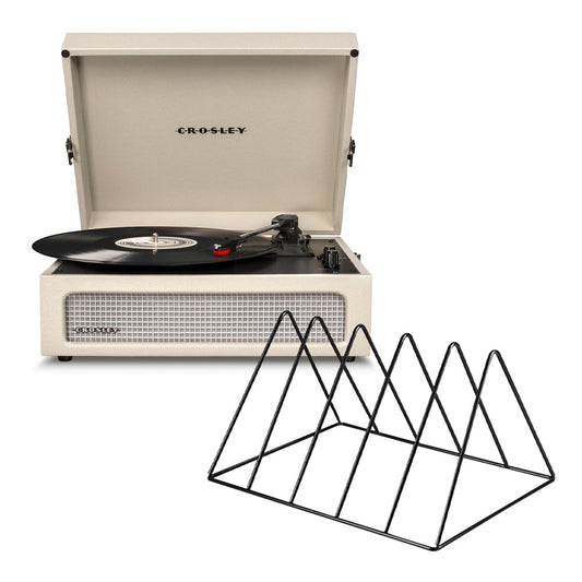 Crosley Voyager Bluetooth Portable Turntable - Dune + Gadhouse Vinyl Rack Bundle - Black