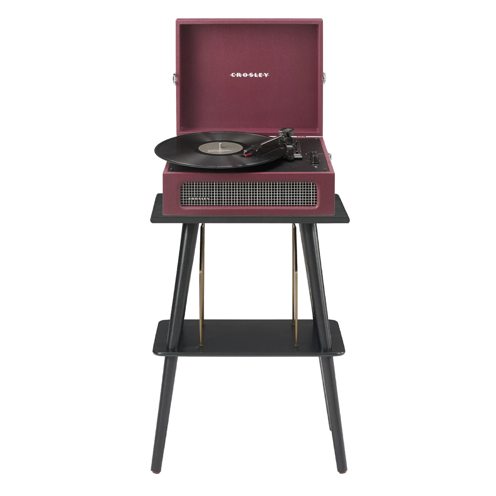Crosley Voyager Bluetooth Portable Turntable + Entertainment Stand Bundle  - Burgundy
