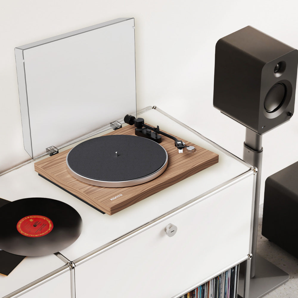 Kanto OBI3 (2nd Gen) Turntable with Bluetooth 5.3, Preamp, and Pitch Control - Walnut