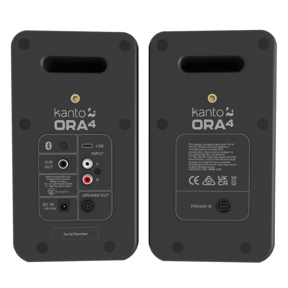 Kanto ORA4 140W Powered Reference Speakers with USB-C Input and Bluetooth - Black, Pair