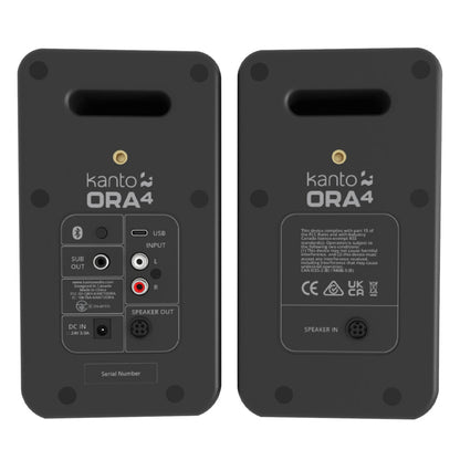 Kanto ORA4 140W Powered Reference Speakers with USB-C Input and Bluetooth - Black, Pair