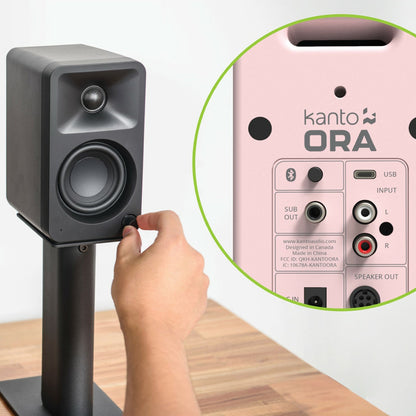 Kanto ORA 100W Powered Reference Desktop Computer Speakers with Bluetooth 5.0 Pink