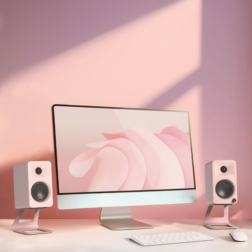 Kanto ORA 100W Powered Reference Desktop Computer Speakers with Bluetooth 5.0 Pink