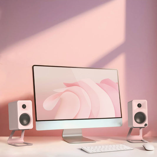 Kanto ORA 100W Powered Reference Desktop Computer Speakers with Bluetooth 5.0 Pink