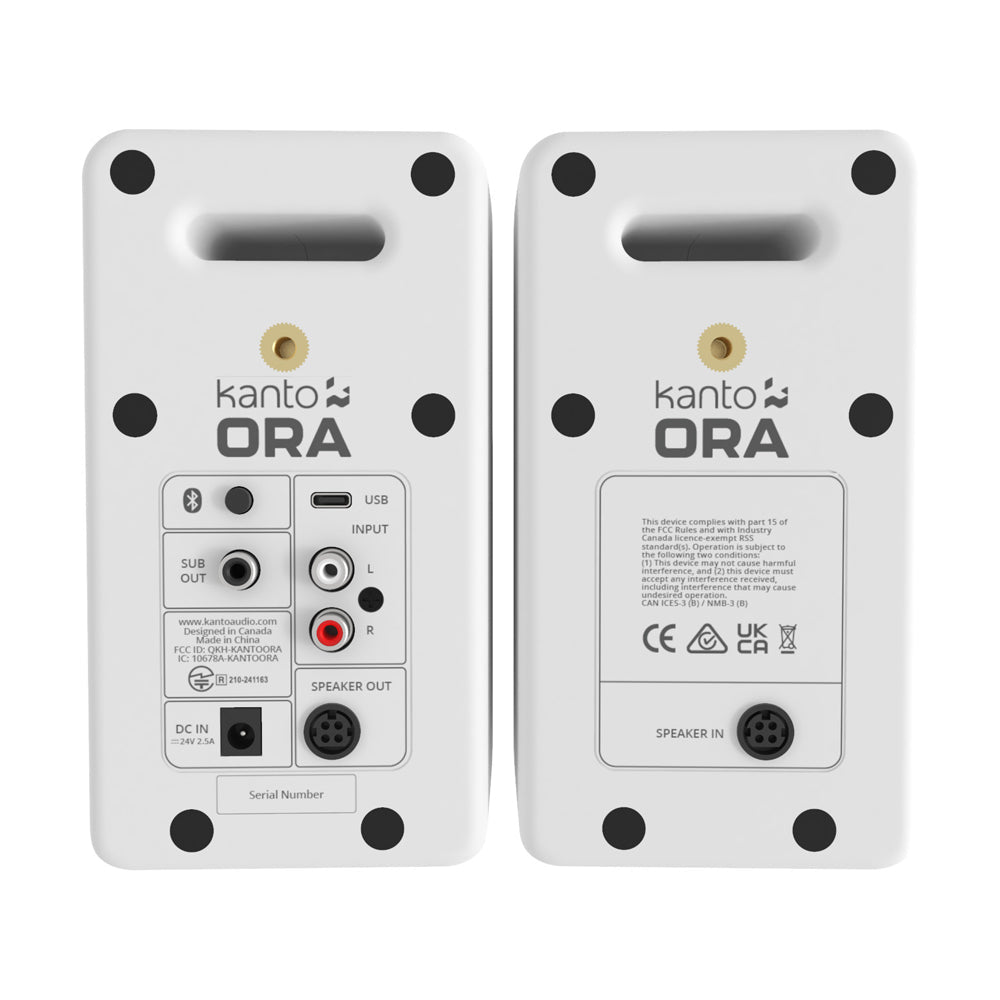 Kanto ORA4 140W Powered Reference Speakers with USB-C Input and Bluetooth - White, Pair