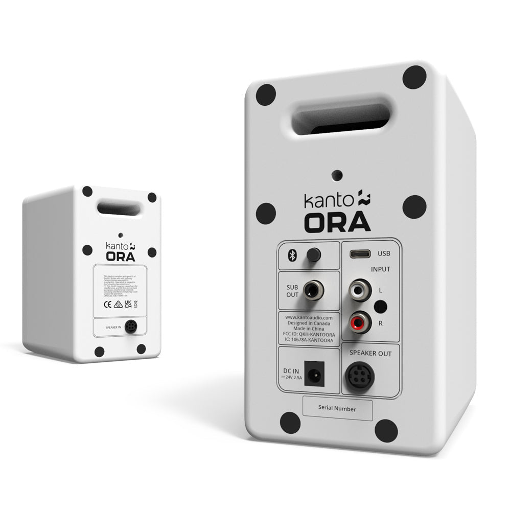 Kanto ORA4 140W Powered Reference Speakers with USB-C Input and Bluetooth - White, Pair