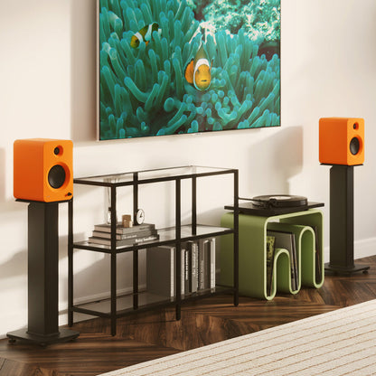 Kanto REN 200W Powered Bookshelf Speakers with HDMI ARC, USB-C, and Bluetooth 5.3 - Matte Orange, Pair