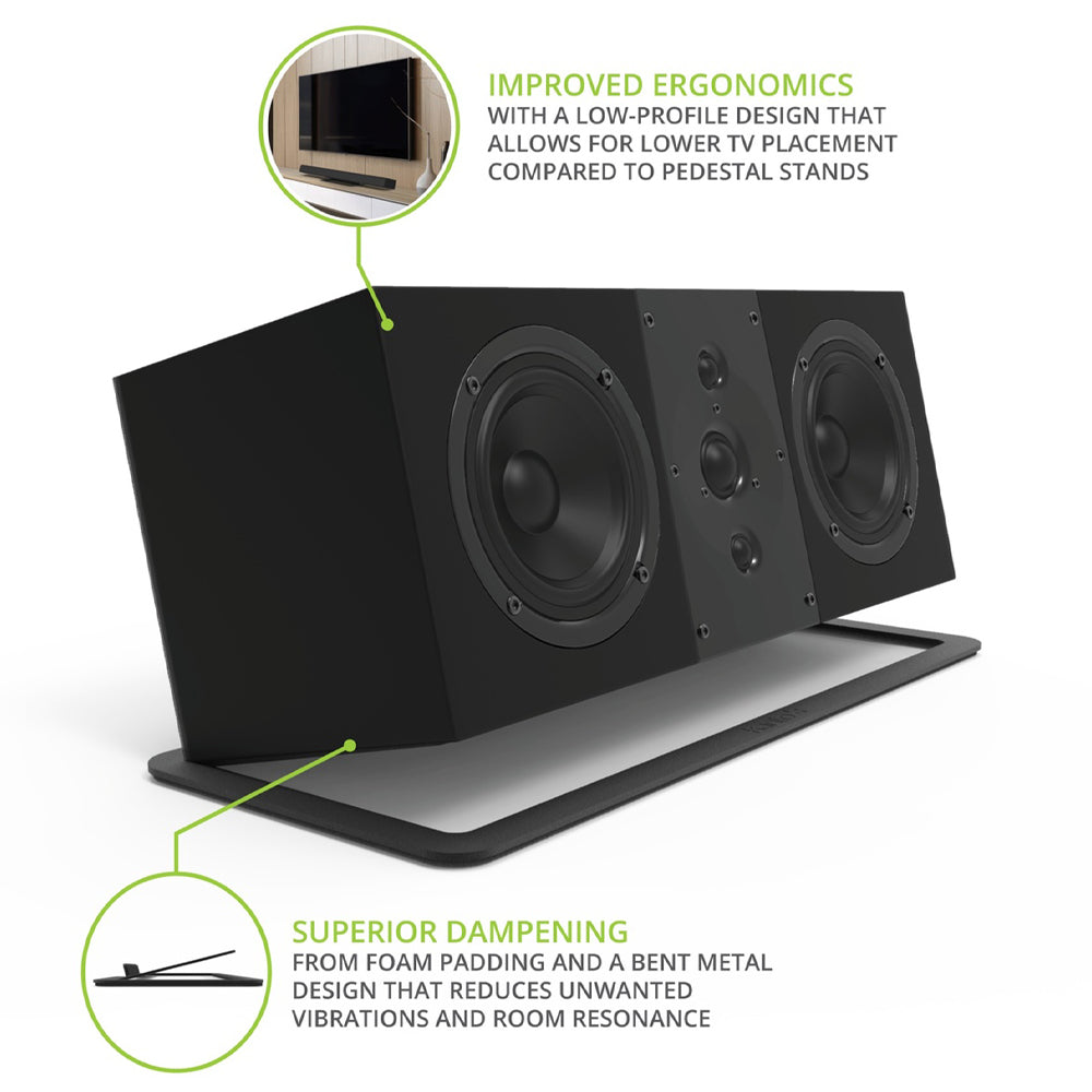 Kanto S10 Low-Profile Angled Sound Bar and Center Channel Speaker Stand for Home Theater