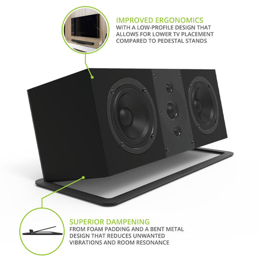 Kanto S10 Low-Profile Angled Sound Bar and Center Channel Speaker Stand for Home Theater