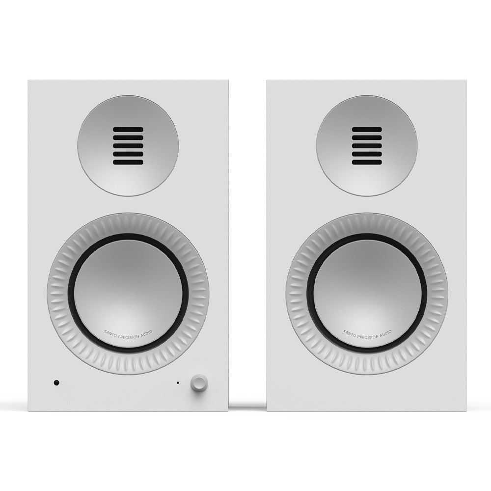 Kanto TUK (2nd Gen) Passive Speaker System with Air Motion Transformer (AMT) Tweeter and 5.25" Aluminum Concave Woofer, Matte White w/ Aluminium