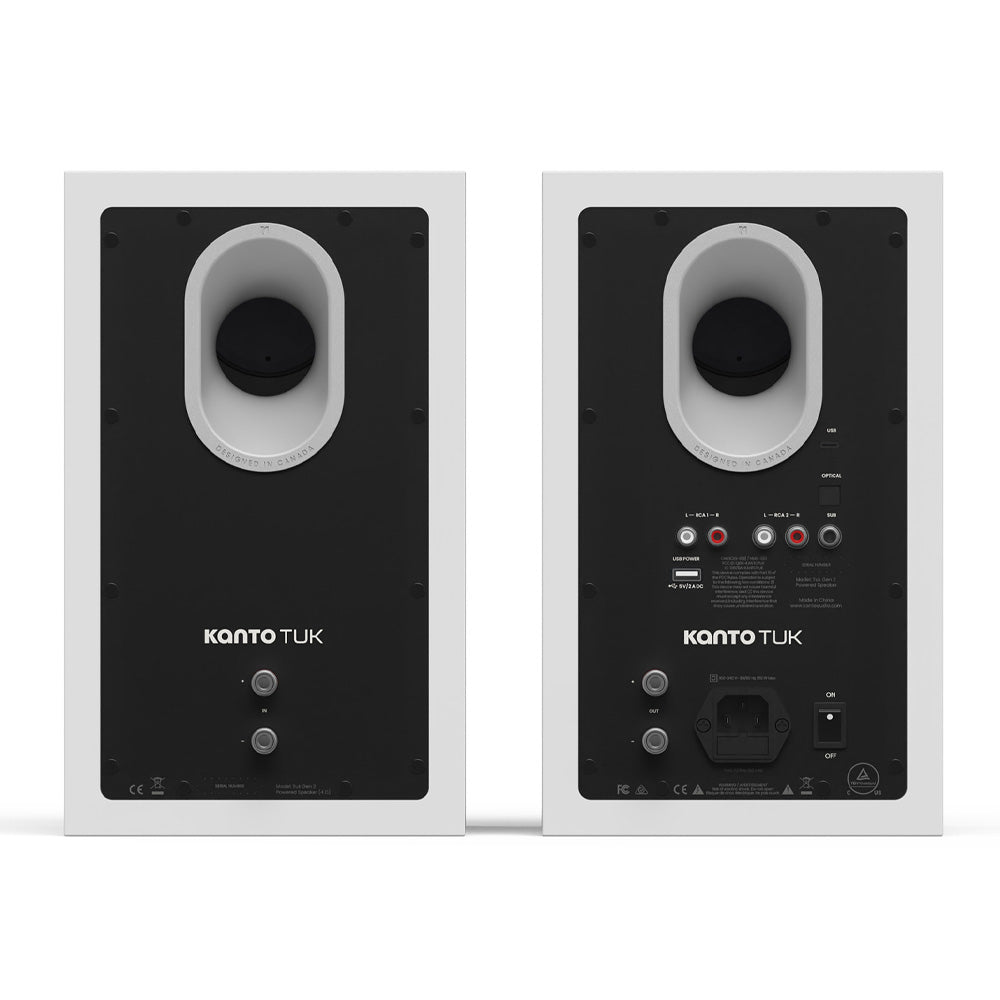 Kanto TUK (2nd Gen) Passive Speaker System with Air Motion Transformer (AMT) Tweeter and 5.25" Aluminum Concave Woofer, Matte White w/ Aluminium