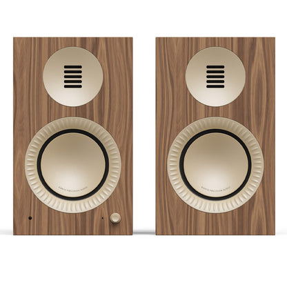 Kanto TUK (2nd Gen) 260 W Premium Powered Speaker System with Bluetooth 5.4, Dual RCA and USB-C Inputs - Matte Walnut w/ Rose Gold