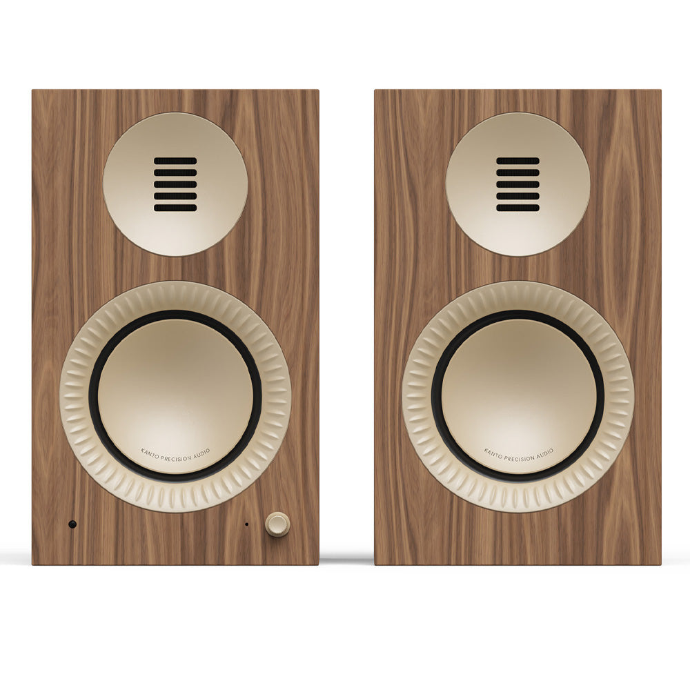 Kanto TUK (2nd Gen) Passive Speaker System with Air Motion Transformer (AMT) Tweeter and 5.25" Aluminium Concave Woofer, Matte Walnut w/ Rose Gold
